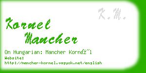 kornel mancher business card